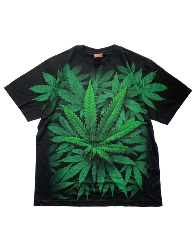 Y2k graphic tshirt boxy tee unique streetwear swag oversized size XXL black and green stoner