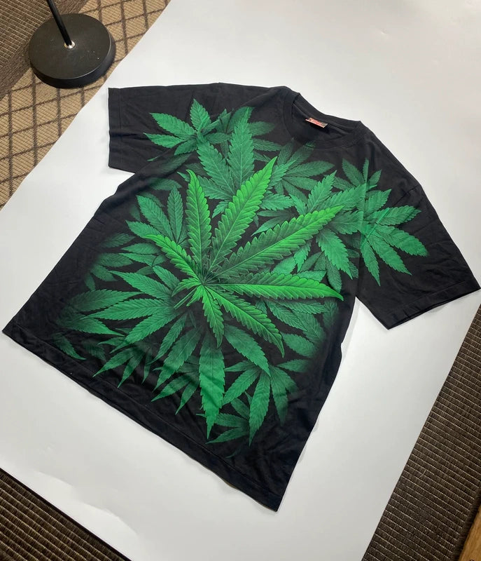 Y2k graphic tshirt boxy tee unique streetwear swag oversized size XXL black and green stoner