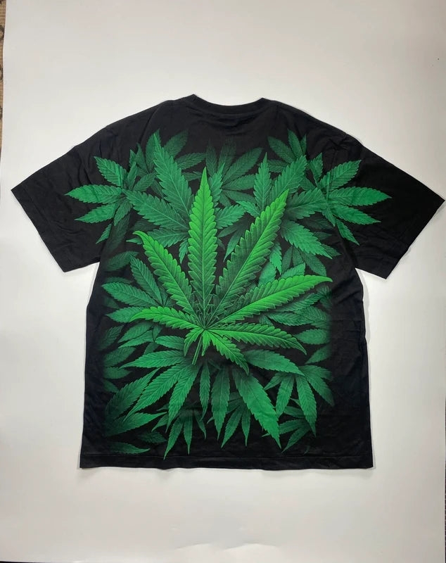 Y2k graphic tshirt boxy tee unique streetwear swag oversized size XXL black and green stoner