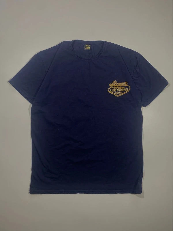 Y2k Navy Blue Tshirt Las Vegas Graphic Tee Slim Size XXL Streetwear Grunge