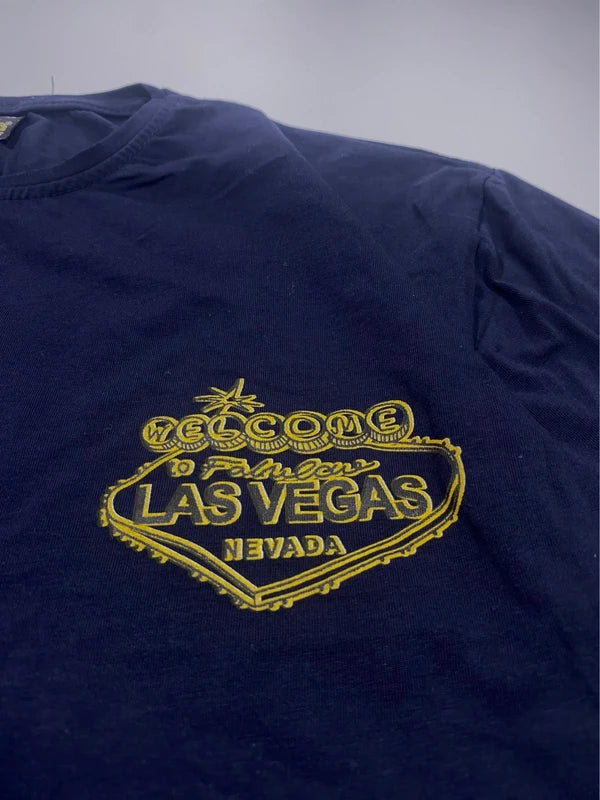 Y2k Navy Blue Tshirt Las Vegas Graphic Tee Slim Size XXL Streetwear Grunge