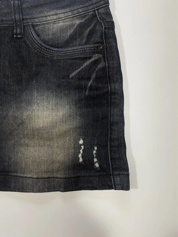 Y2k black washed mini skirt denim slim avant garde japan style streetwear girly
