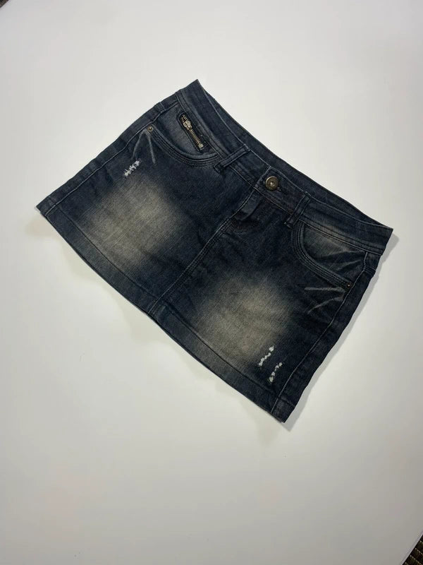 Y2k black washed mini skirt denim slim avant garde japan style streetwear girly
