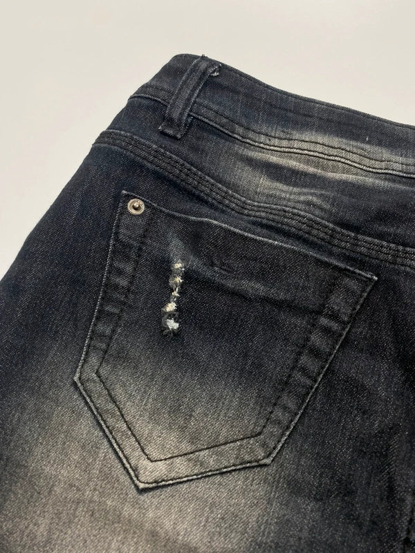 Y2k black washed mini skirt denim slim avant garde japan style streetwear girly