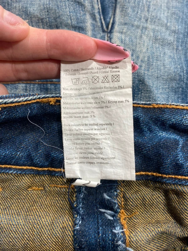 Y2k Flared Denim Mini Skirt Washed Pleated Flap Pockets Vintage Style Avant Garde Japan Style Girly
