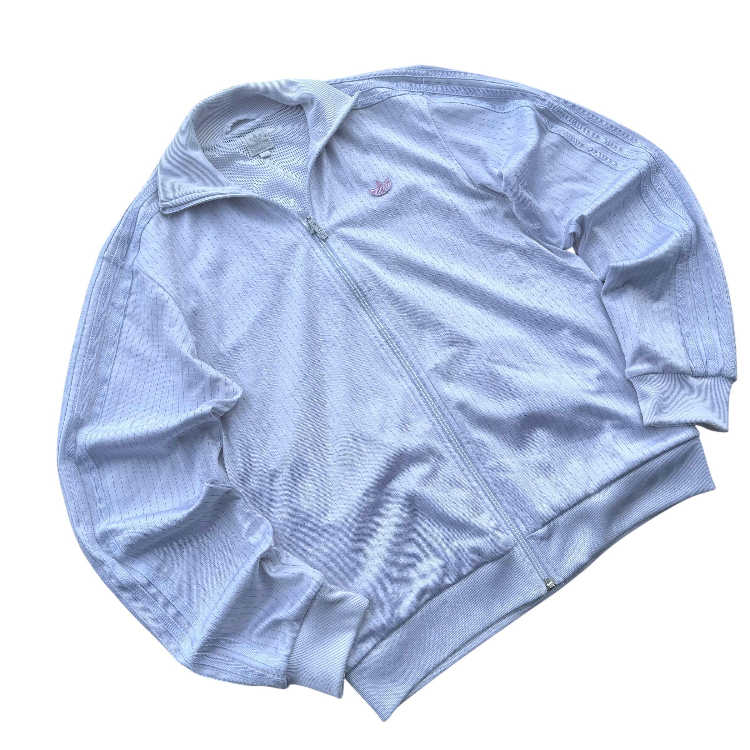 Adidas 2008 White Stripped Tracksuit Jacket bluza dresowa vintage y2k rozpinana