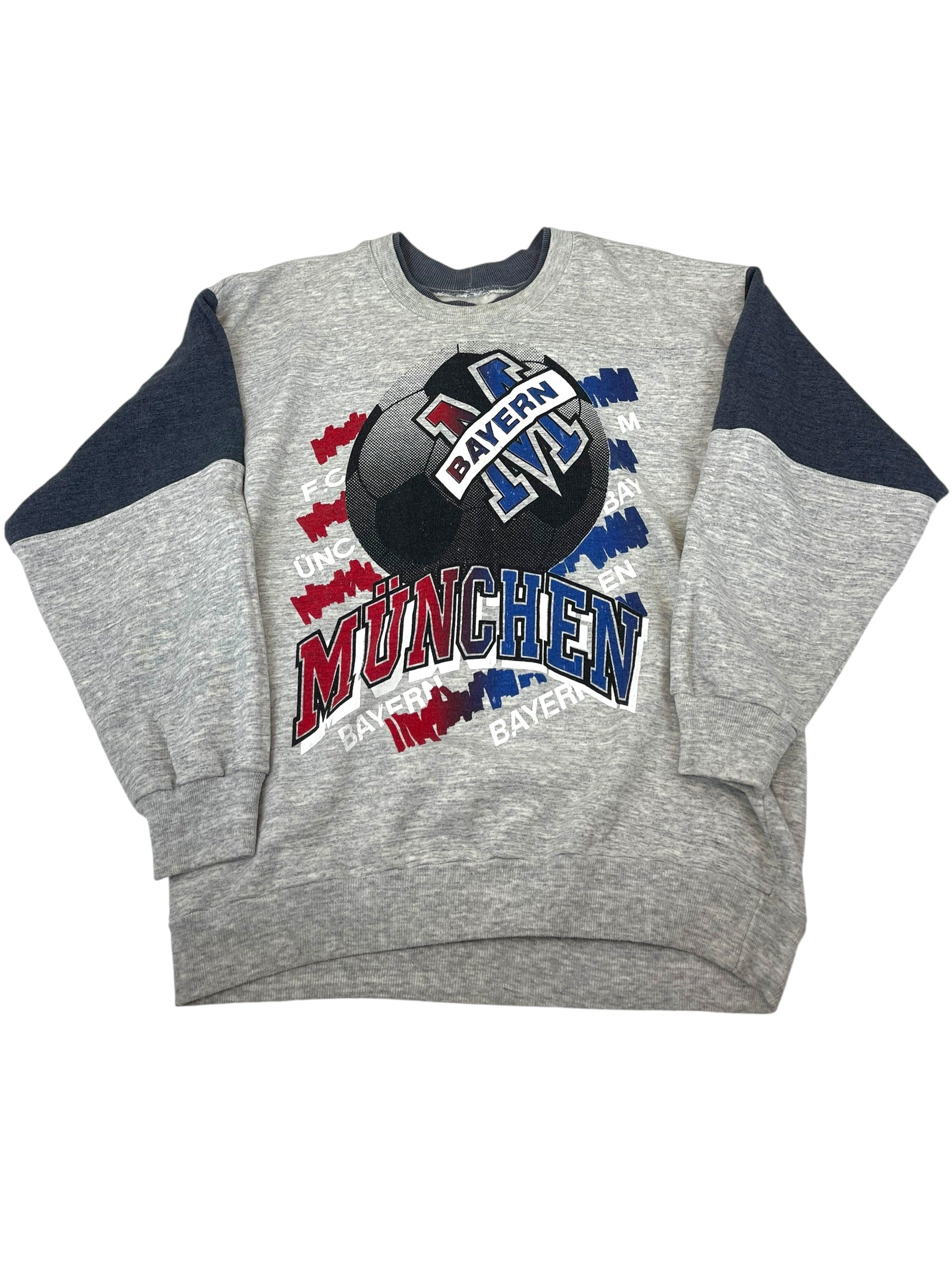 Bayern Munchen Monachium 90s Vintage Bluza piłkarska Bundesliga z nadrukiem