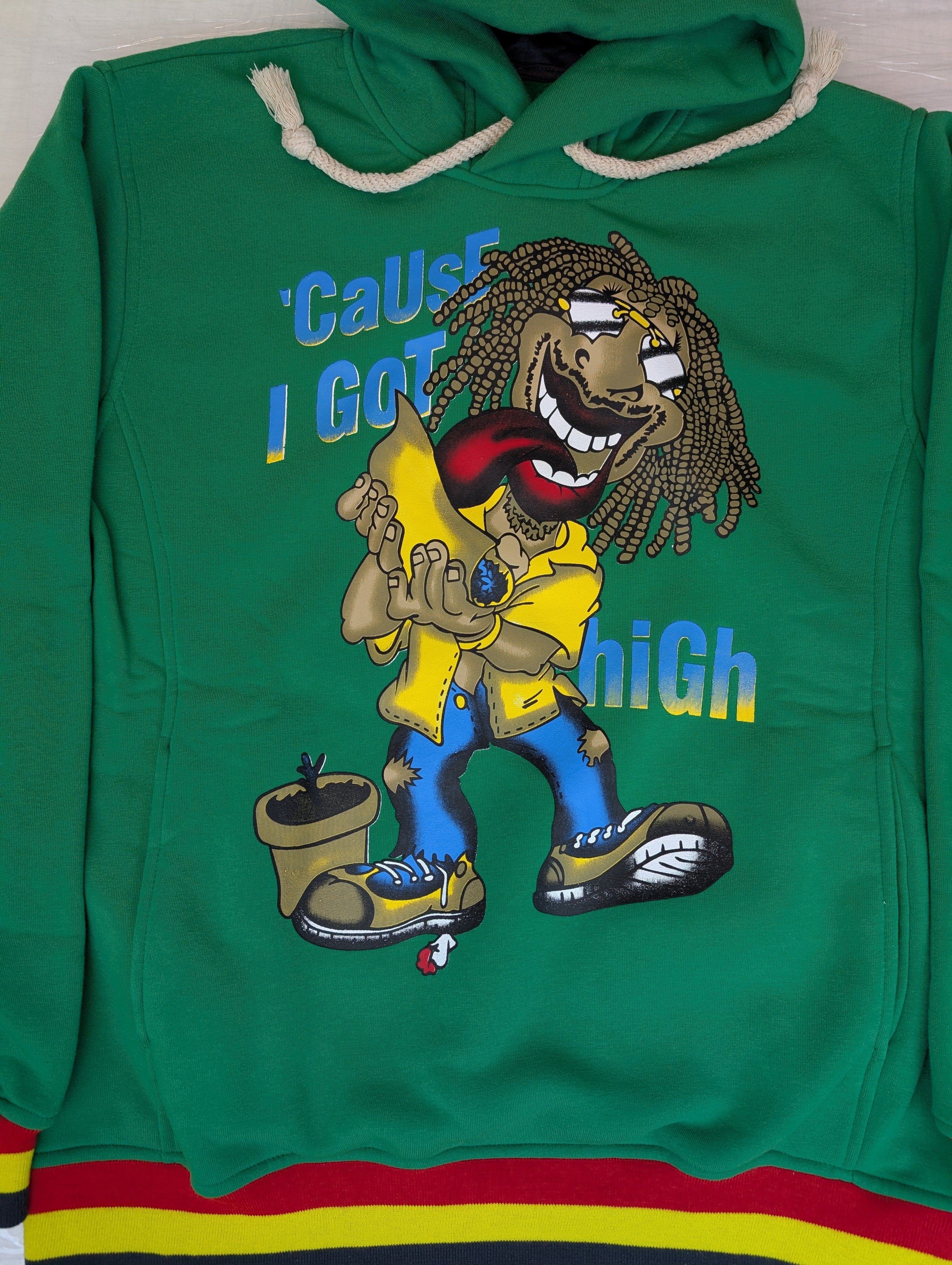 I got High Bluza 420 zioło skater hiphop y2k z kapturem z nadrukiem Bob Marley stoned