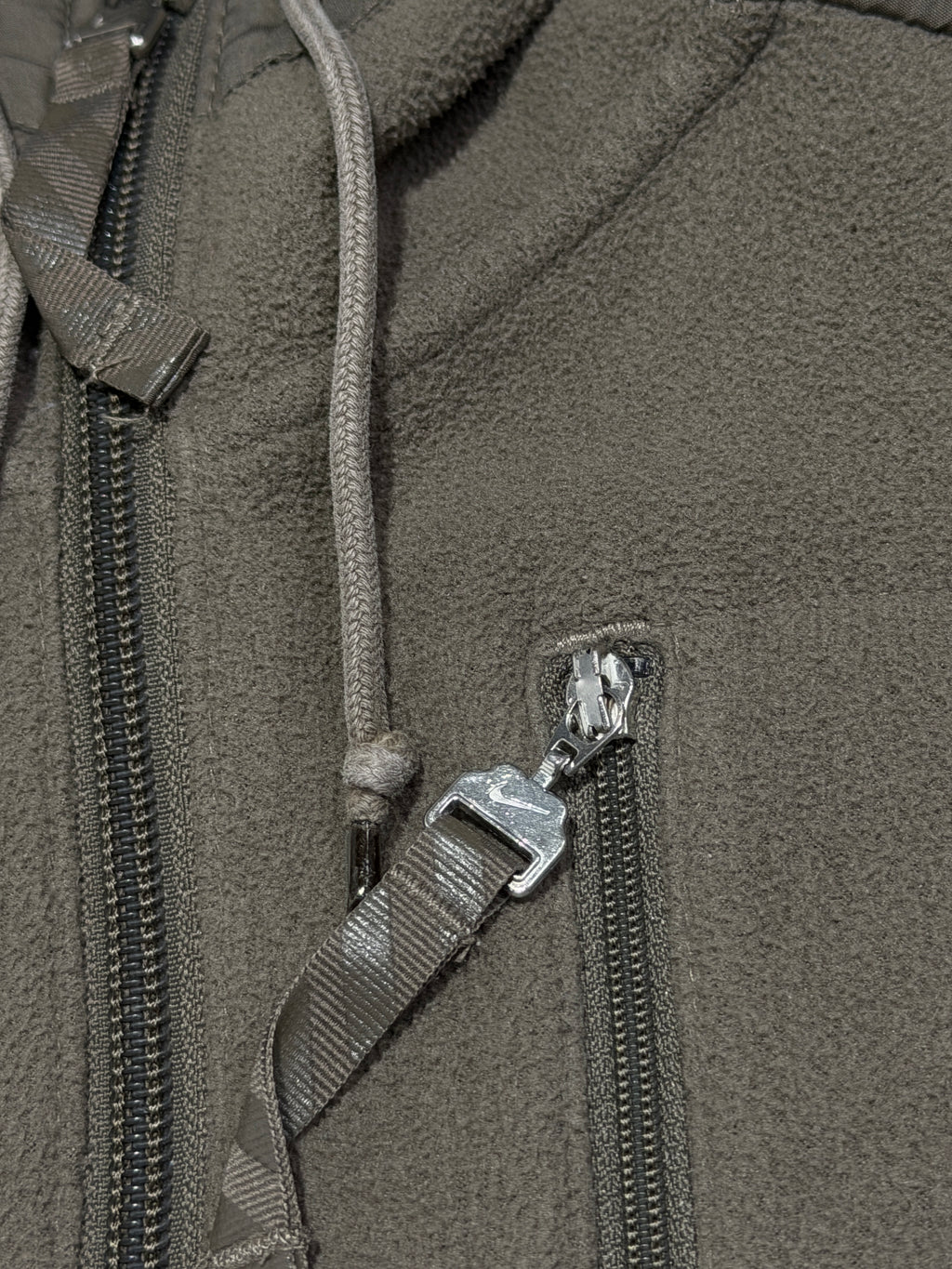 Nike 2000s zip up hoodie polar bluza z kapturem khaki