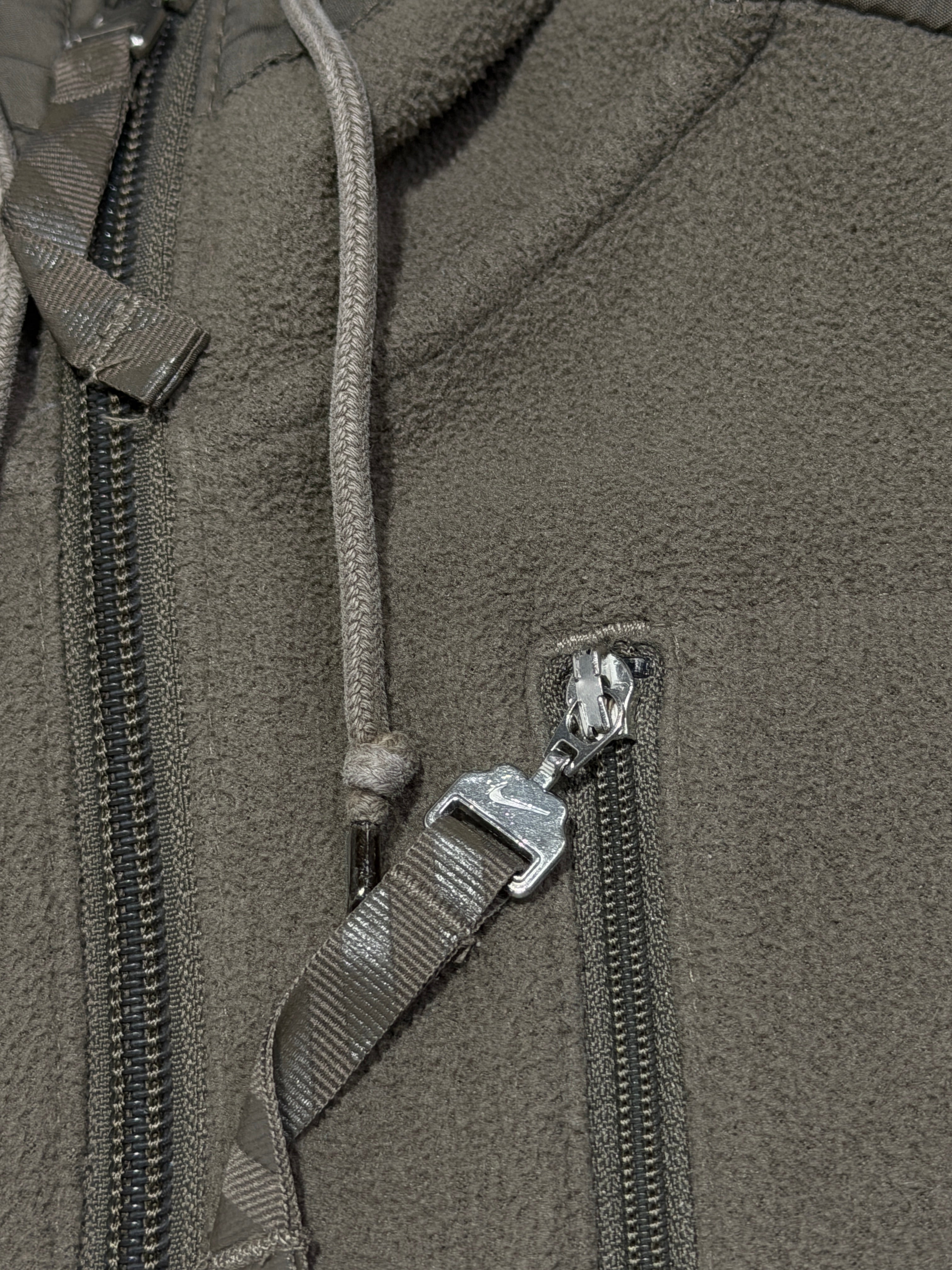 Nike 2000s zip up hoodie polar bluza z kapturem khaki