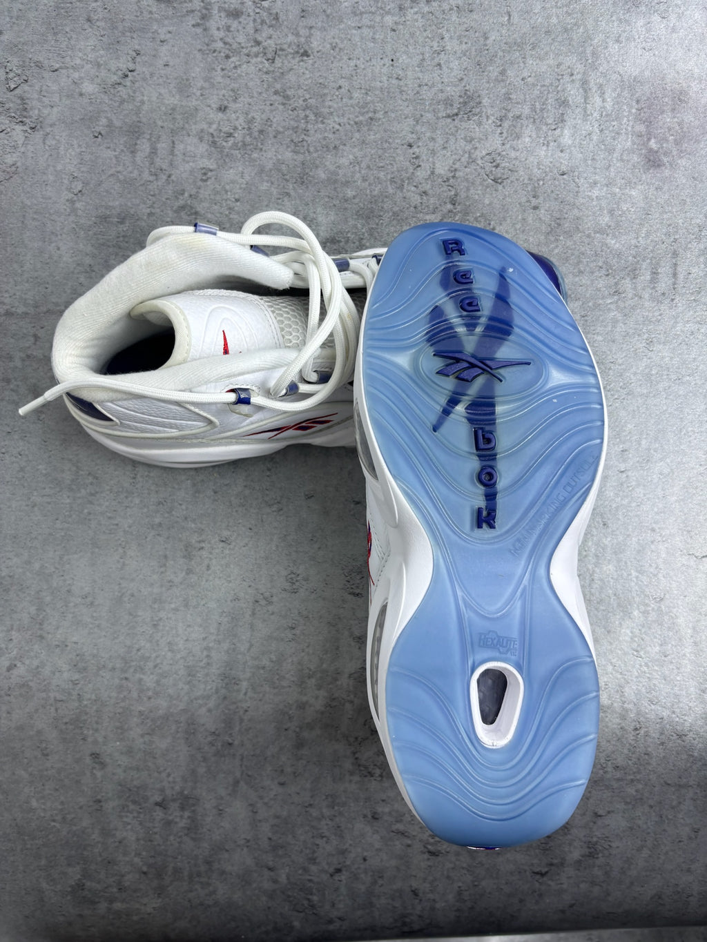 REEBOK QUESTION MID BLUE TOE SNEAKERS ALLEN IVERSON