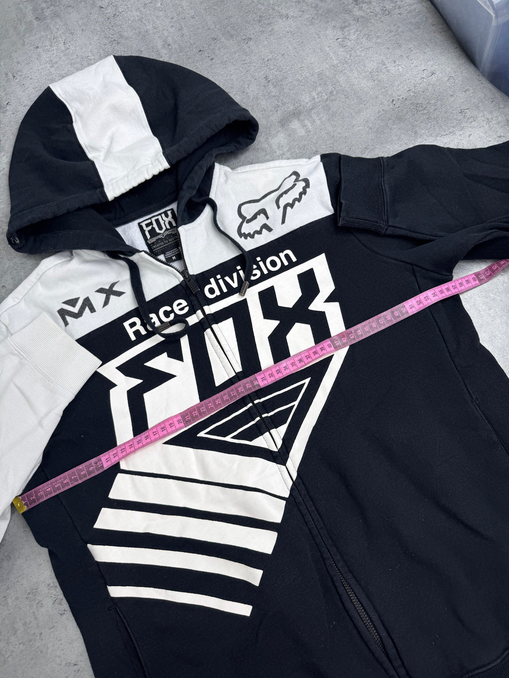 Fox Racing Bluza Wyścigowa y2k Rozpinana z Kapturem 2000s Vintage