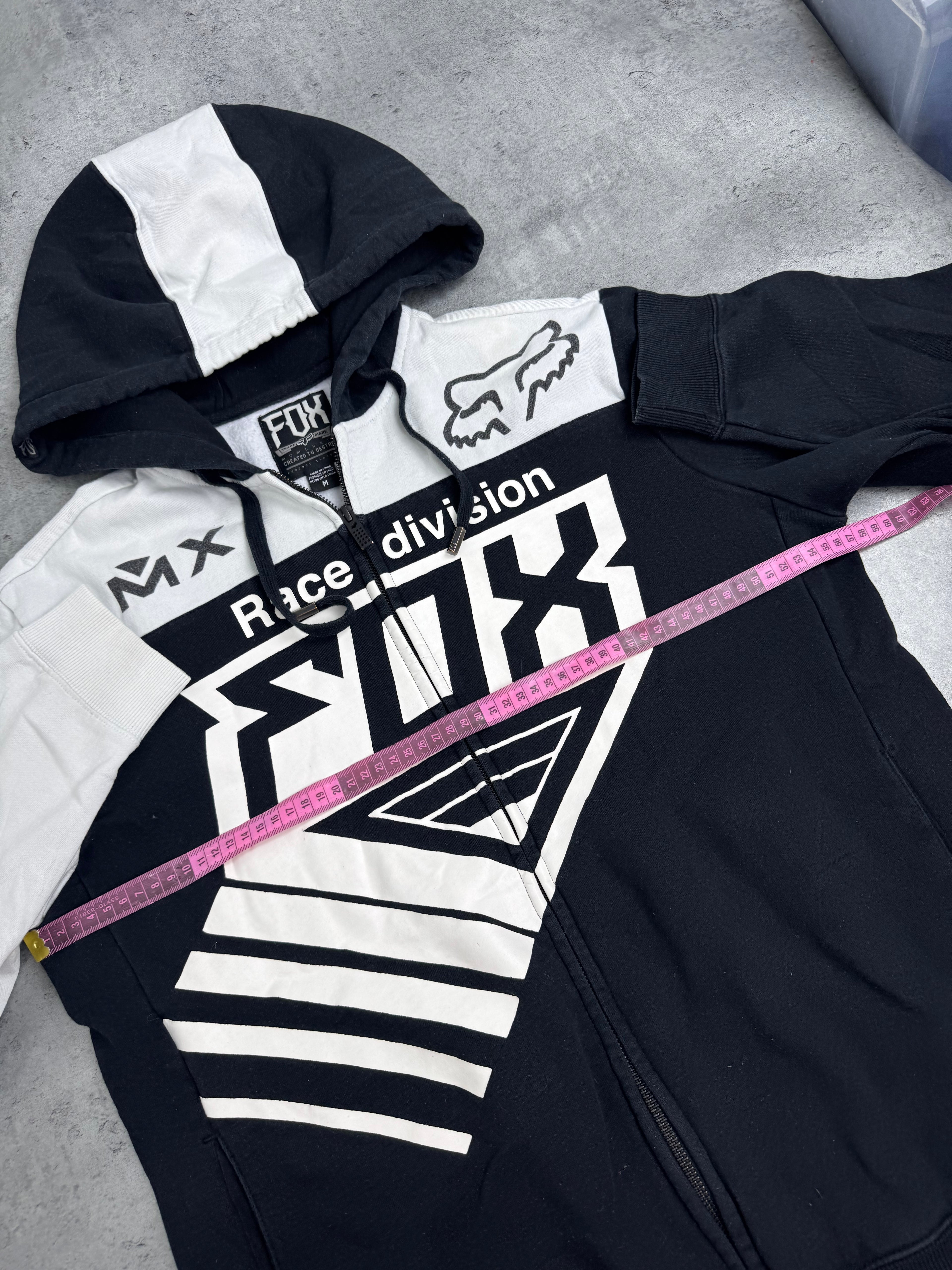 Fox Racing Bluza Wyścigowa y2k Rozpinana z Kapturem 2000s Vintage