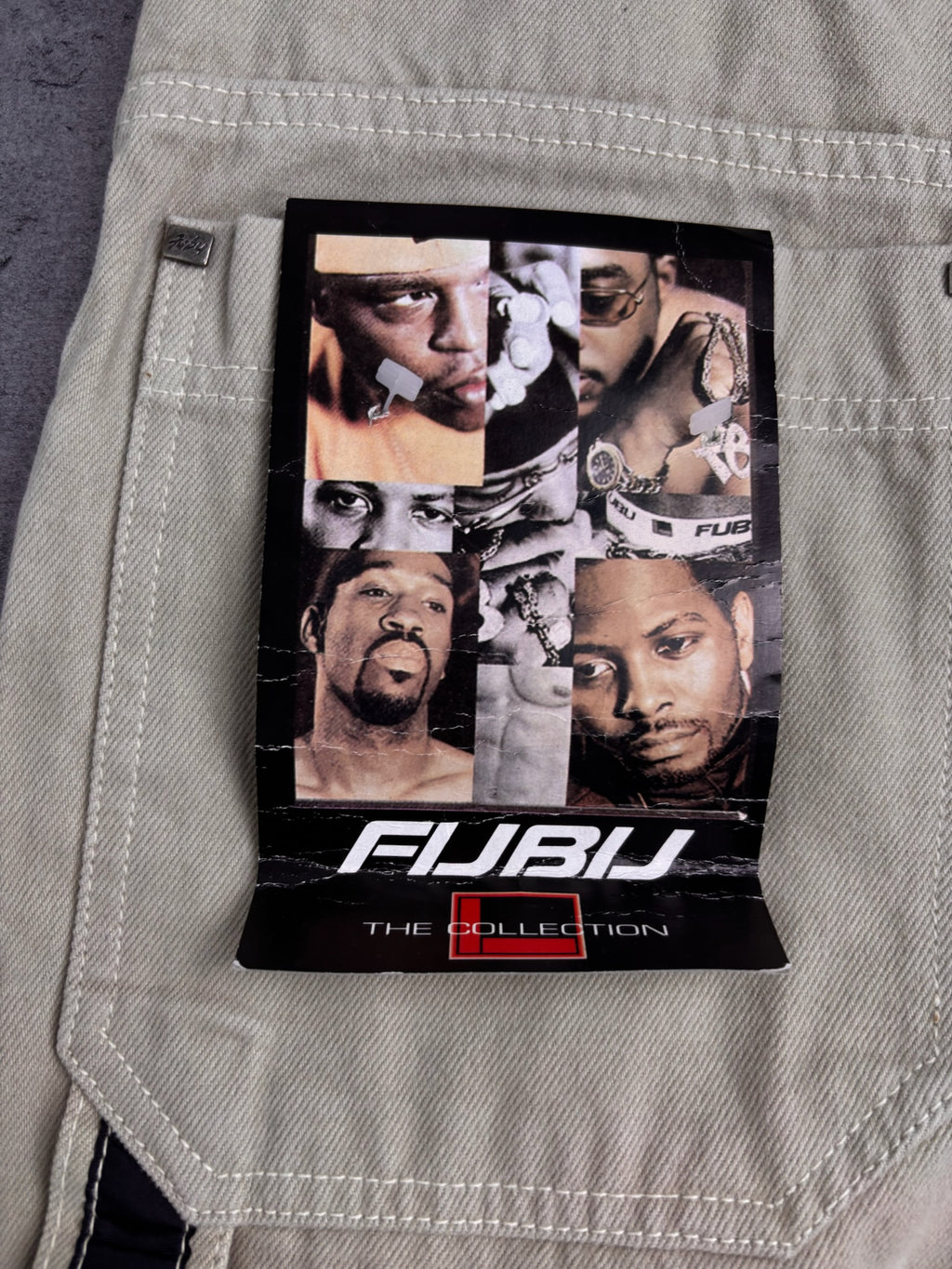 FUBU Y2K Carpenter Pants Jeans Beige Baggy Spodnie Skater 00s Workwear
