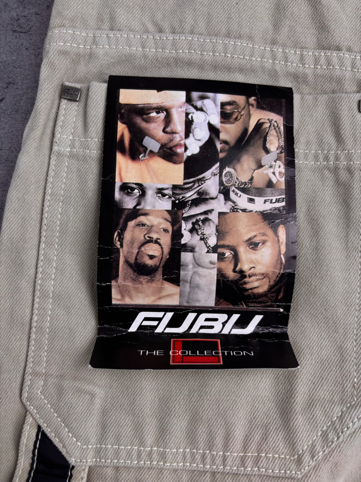 FUBU Y2K Carpenter Pants Jeans Beige Baggy Spodnie Skater 00s Workwear