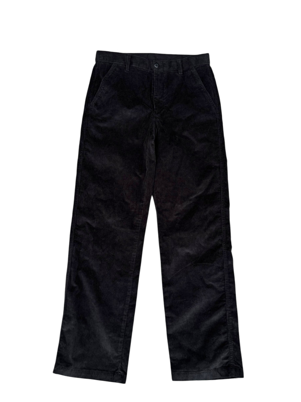 Calvin Klein 90s Straight Spodnie Sztruksowe Czarne Proste Szerokie Eleganckie
