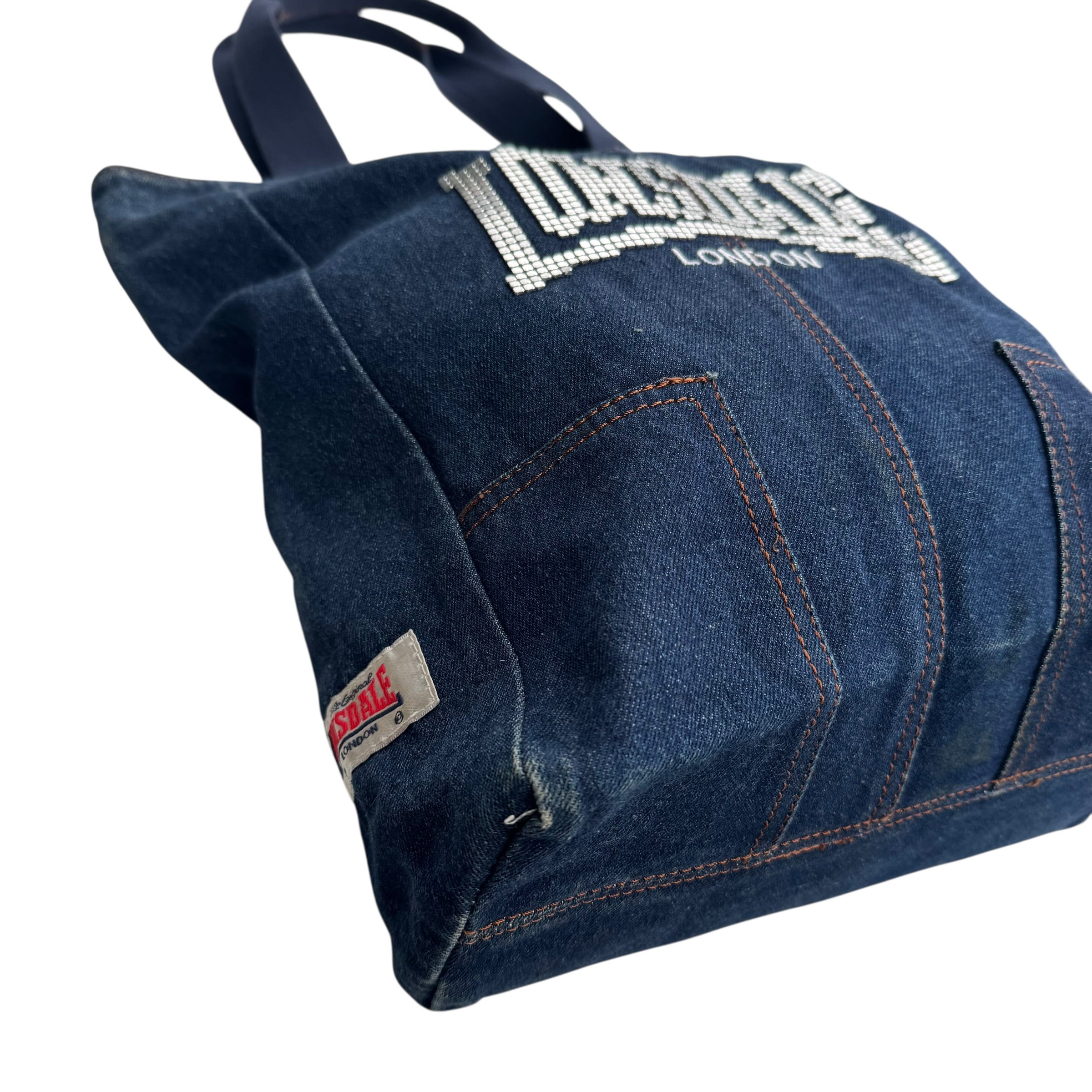 Lonsdale vintage torba jeansowa torebka y2k błyszcząca retro bling Britney Spears