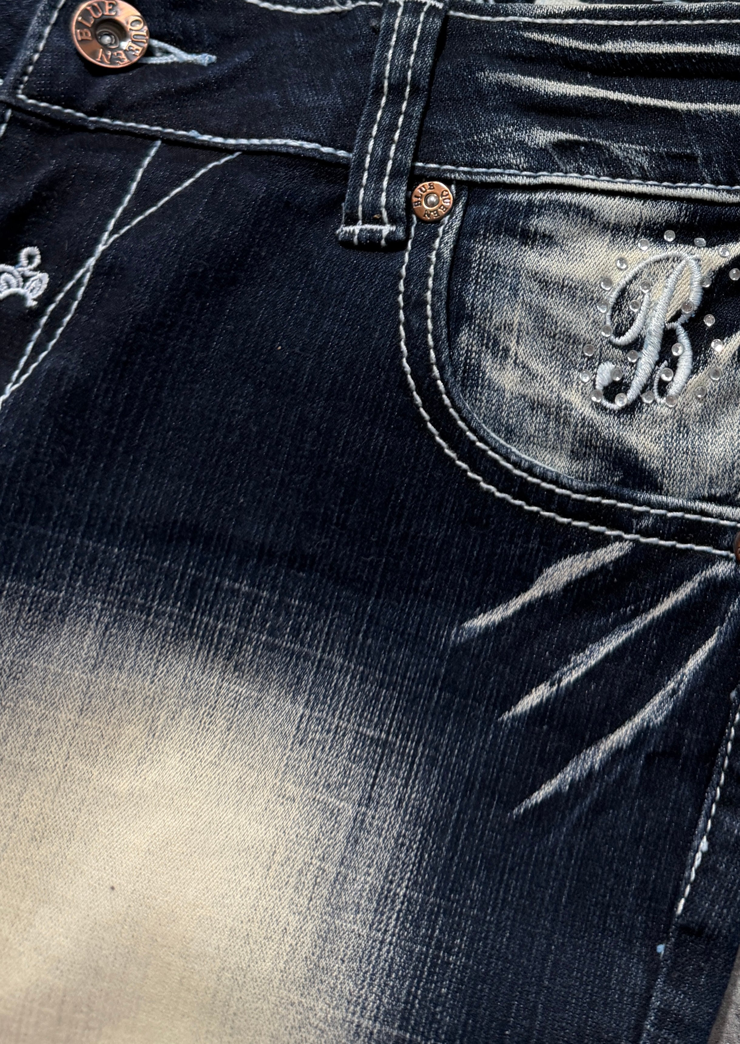 2000s flare tribal blue queen washed jeans y2k dzwony