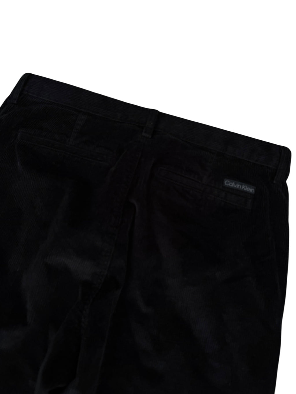 Calvin Klein 90s Straight Spodnie Sztruksowe Czarne Proste Szerokie Eleganckie