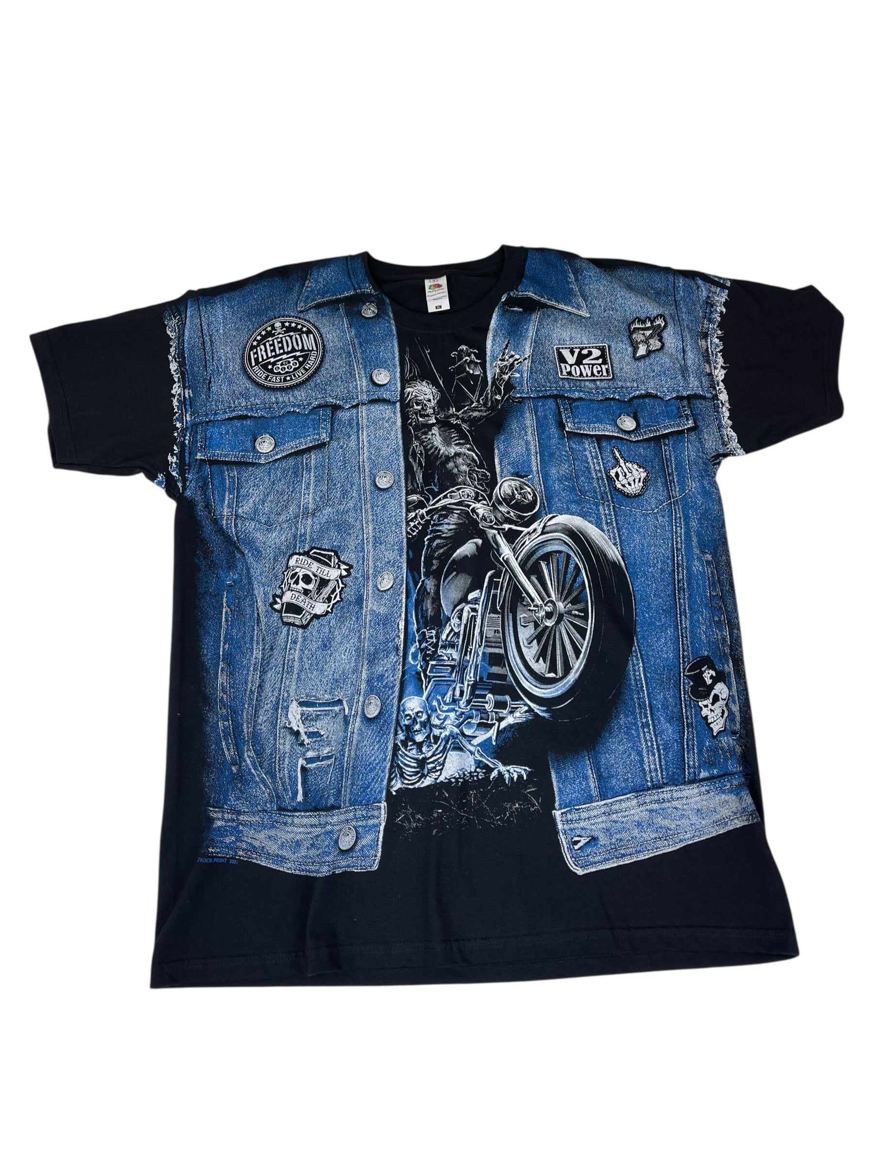 Biker Harley Davidson grunge punk skull vintage koszulka z grafiką nadrukiem