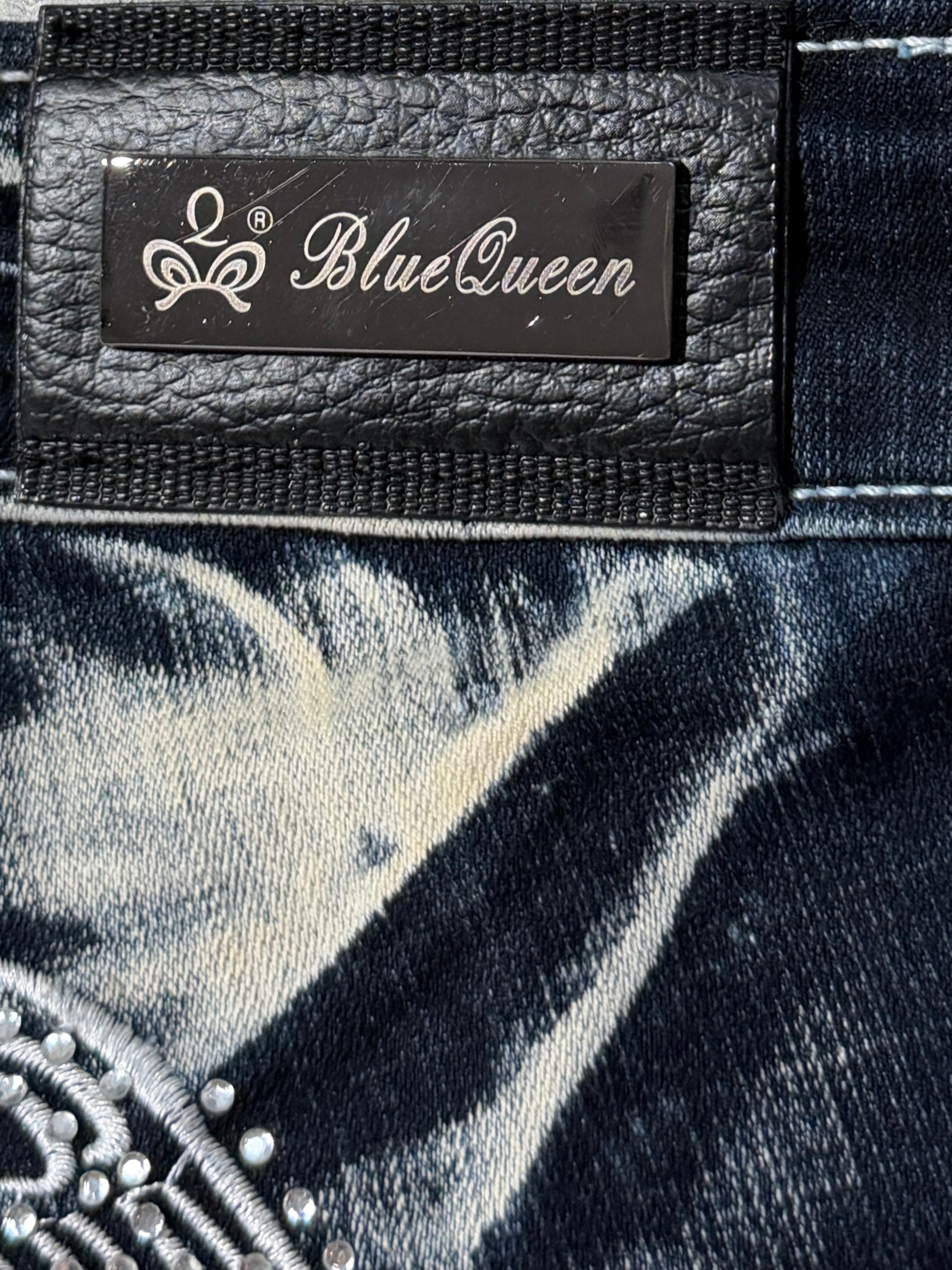 2000s flare tribal blue queen washed jeans y2k dzwony