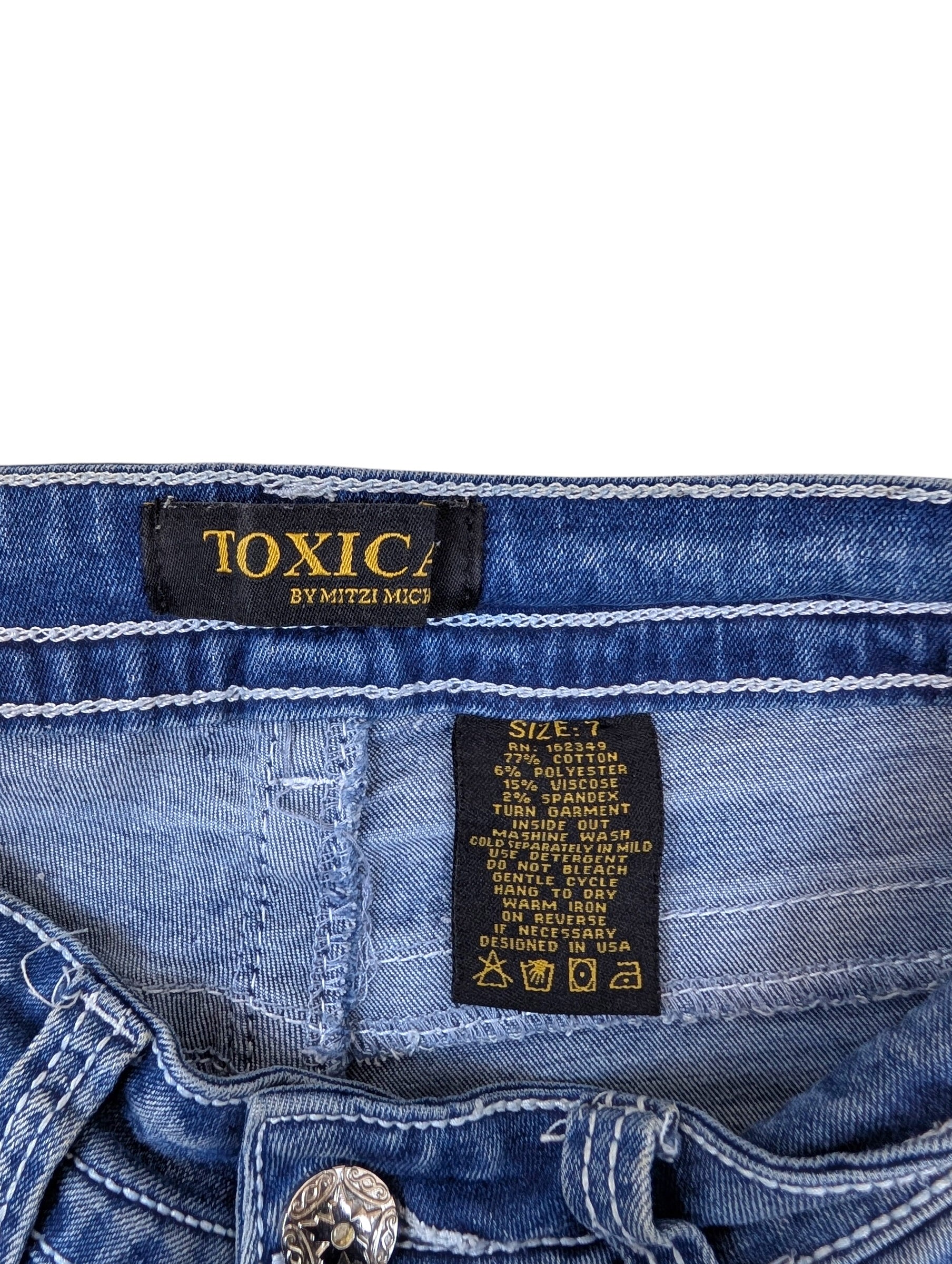 Vintage dzwony spodnie jeansowe flared jeans poszerzane nogawki y2k miss me embroidered hafty