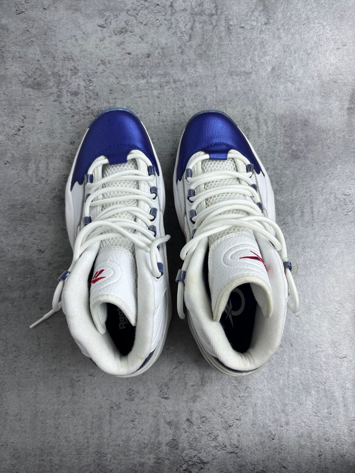 REEBOK QUESTION MID BLUE TOE SNEAKERS ALLEN IVERSON