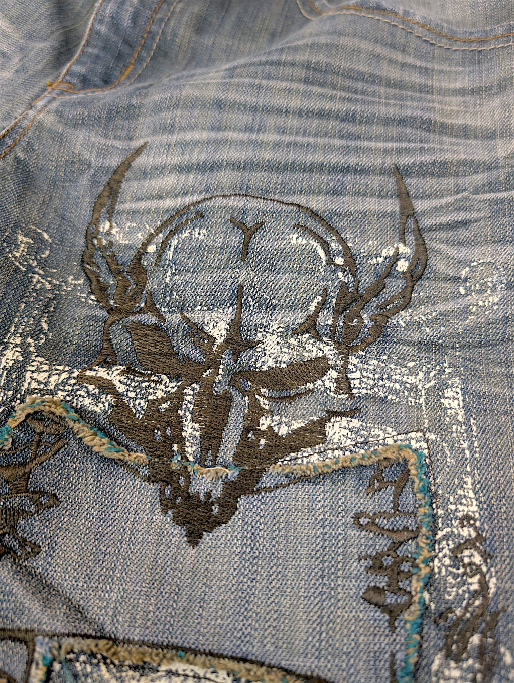 Vintage spodnie 90s billabong faded Y2K straight leg czaszki retro z przetarciami