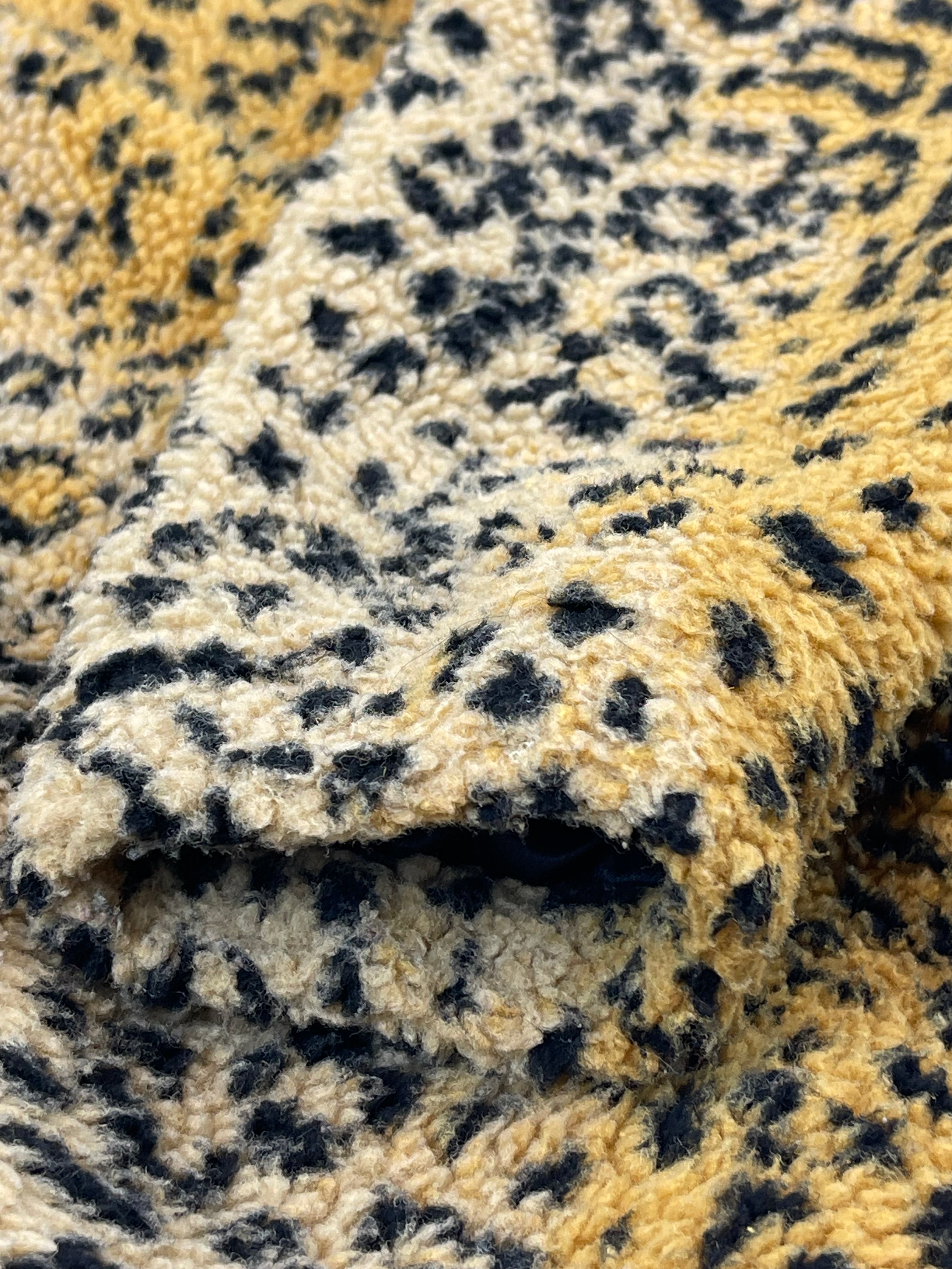 Bluza z kapturem Polar w panterkę boxy oversized 1/4 zip Sherpa