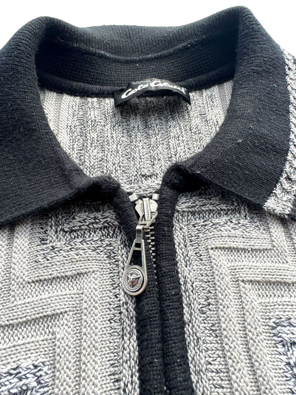 90s Carlo Colucci 1/4 Quarter Zip Pullover Bluza Sweter Rozpinany 3D cable knit