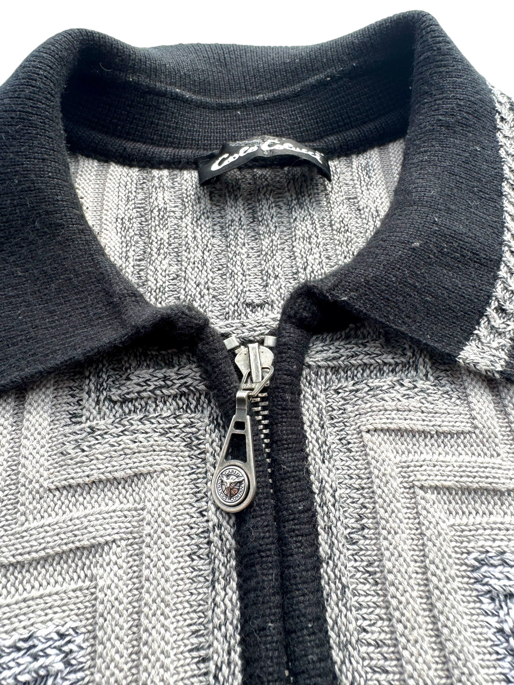 90s Carlo Colucci 1/4 Quarter Zip Pullover Bluza Sweter Rozpinany 3D cable knit
