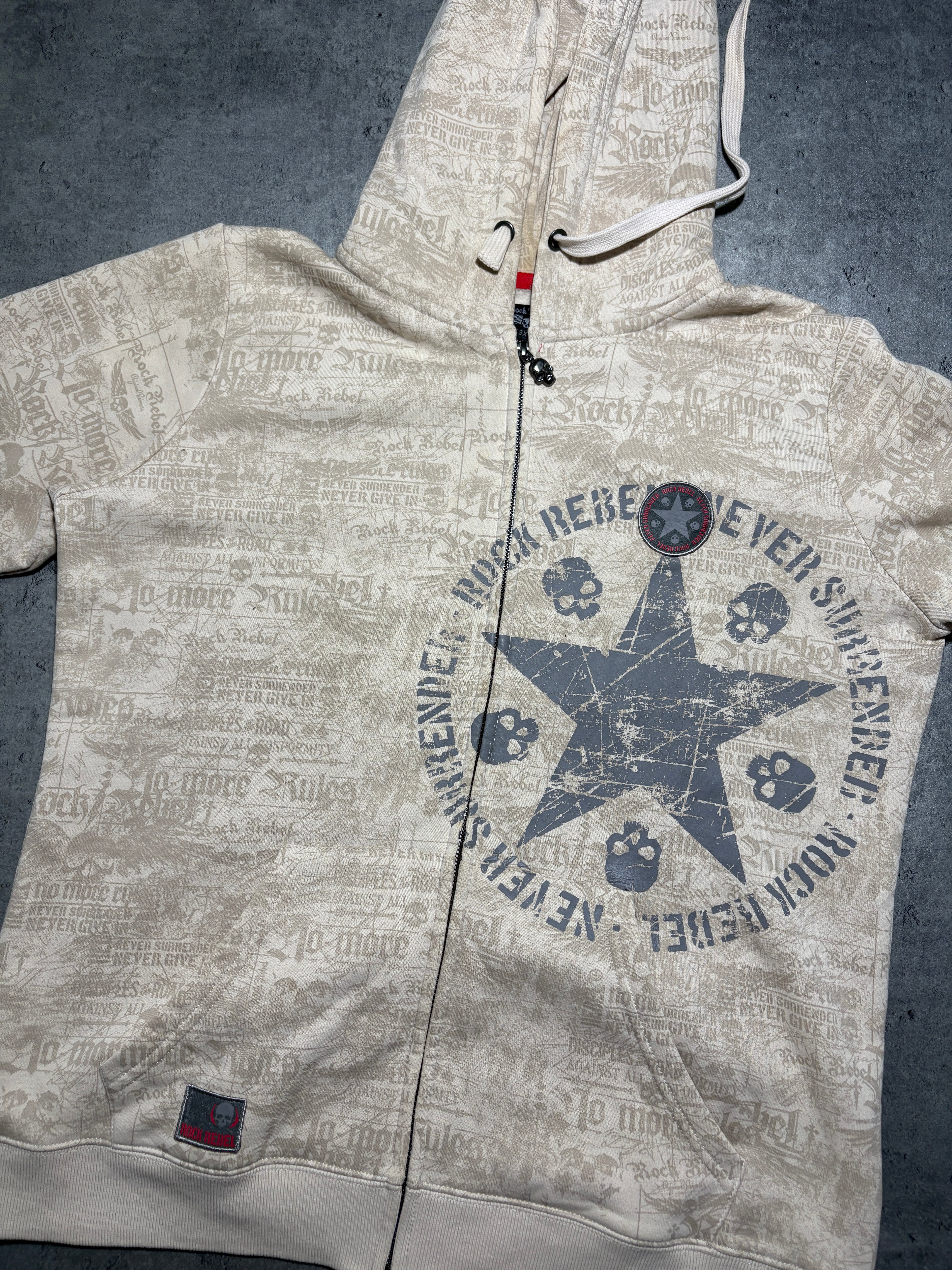 2000s Rock Rebel zip up hoodie bluza ropzinana metal affliction style skull