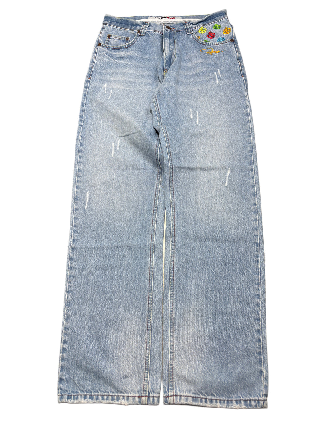 2000S Red Rum jeans baggy swag nadruki