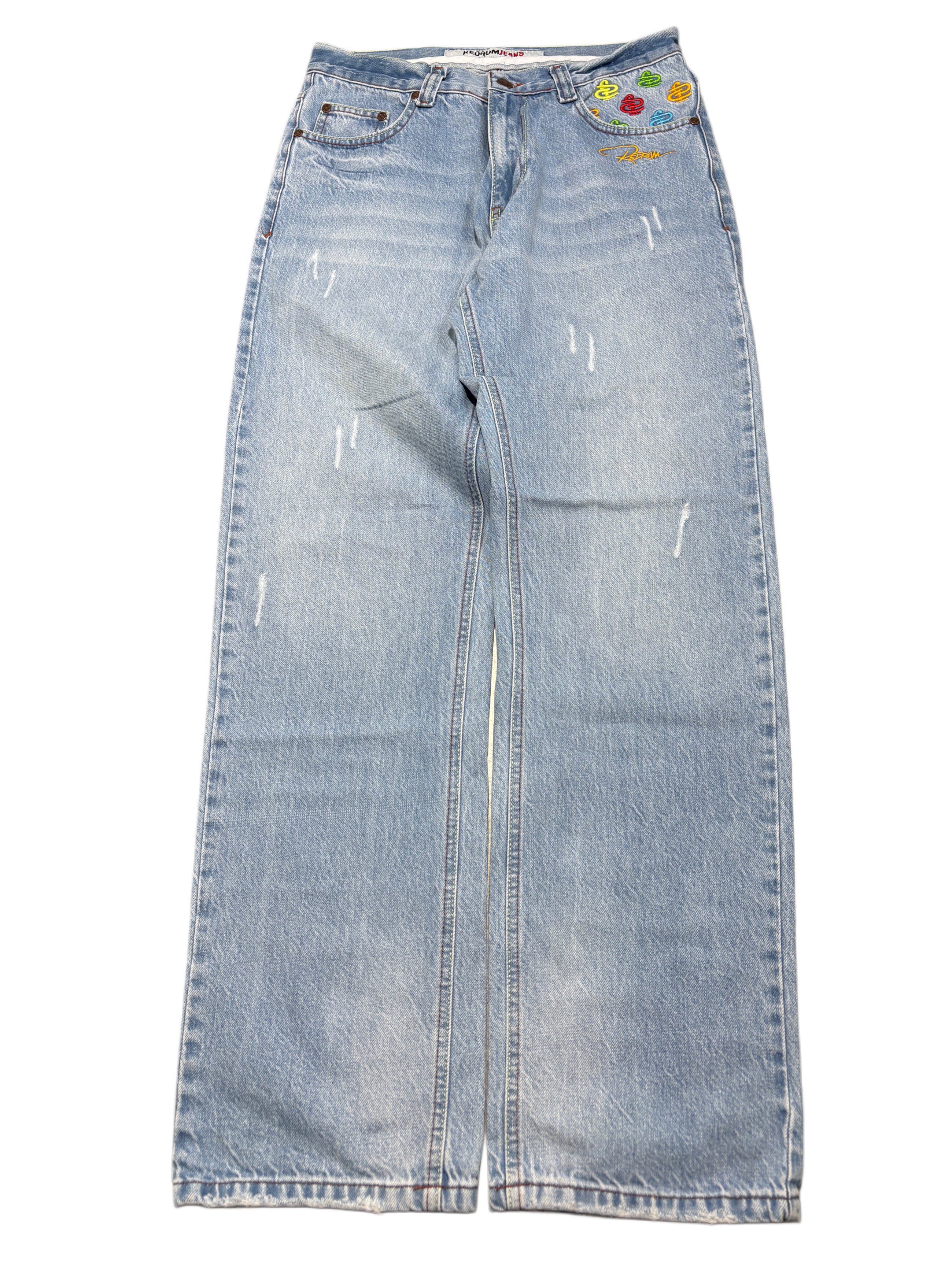 2000S Red Rum jeans baggy swag nadruki