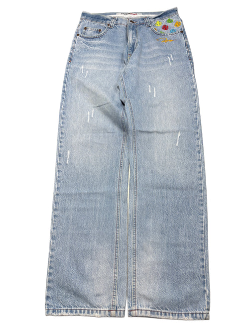 2000S Red Rum jeans baggy swag nadruki