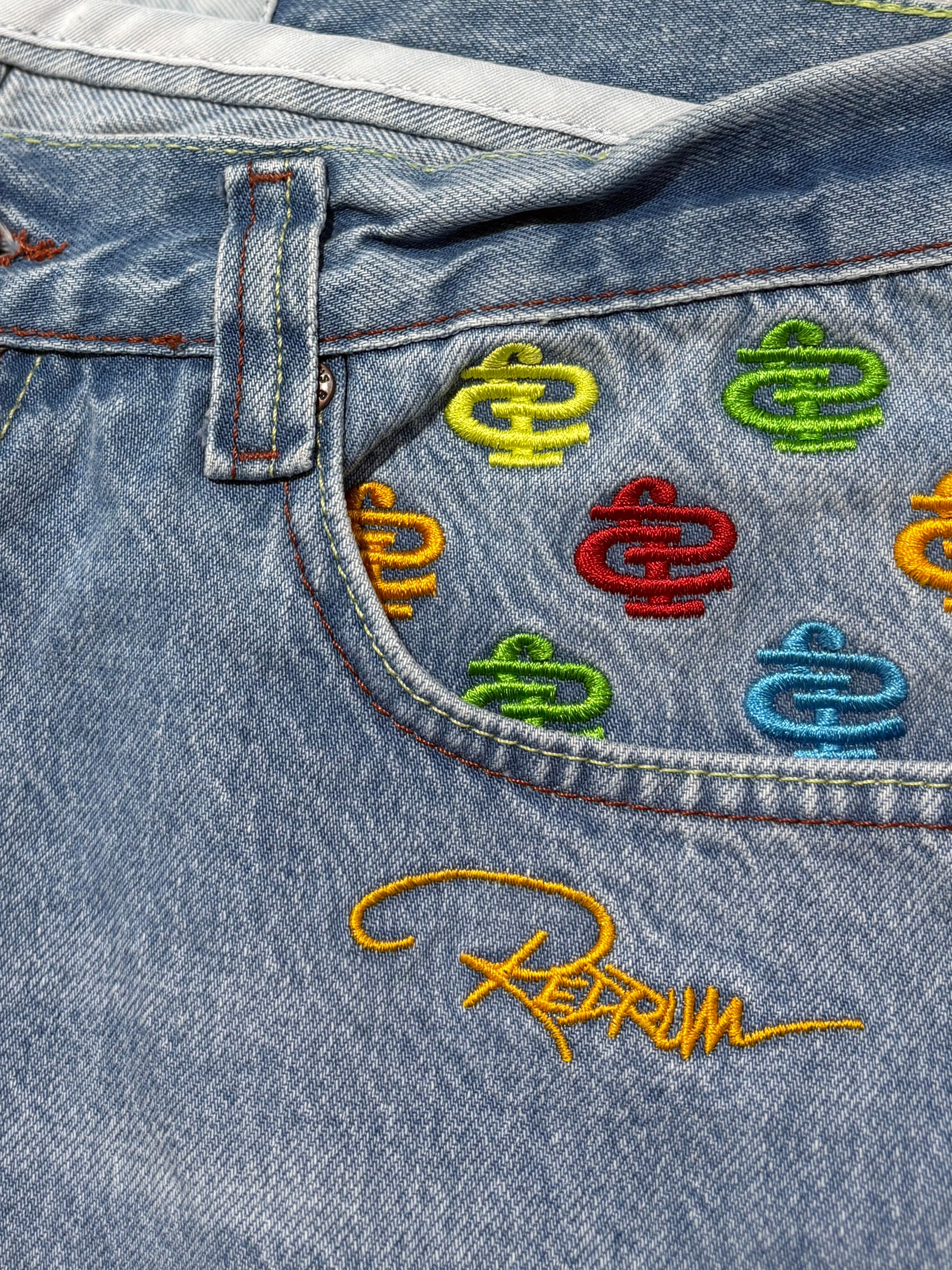 2000S Red Rum jeans baggy swag nadruki