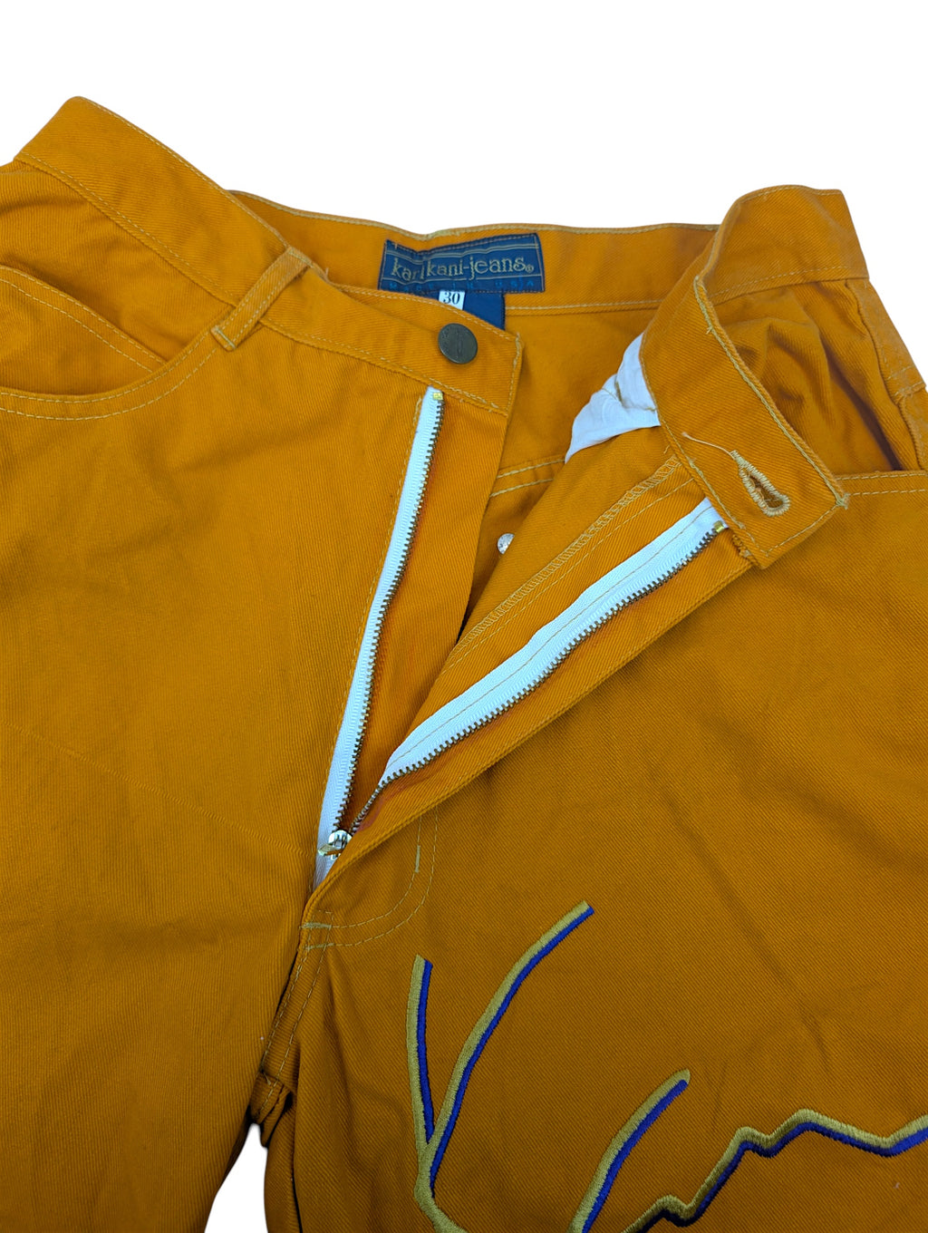 Karl Kani big logo 90s pomarańczowe spodnie jeansowe jeansy retro 00s y2k