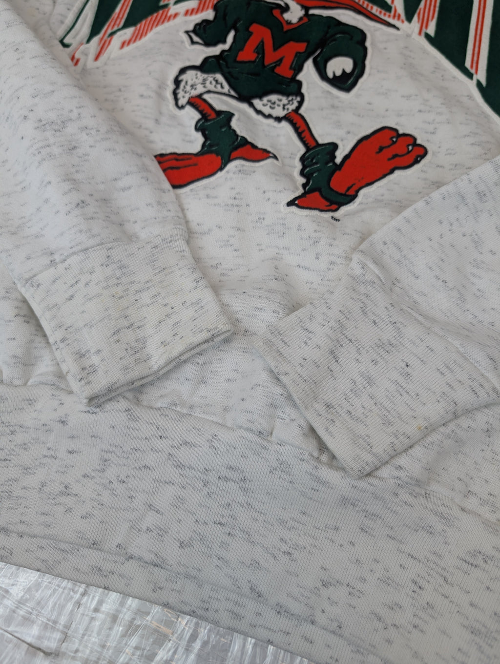 University of Miami Hurricanes 90s Made in USA Vintage Bluza Bez Kaptura