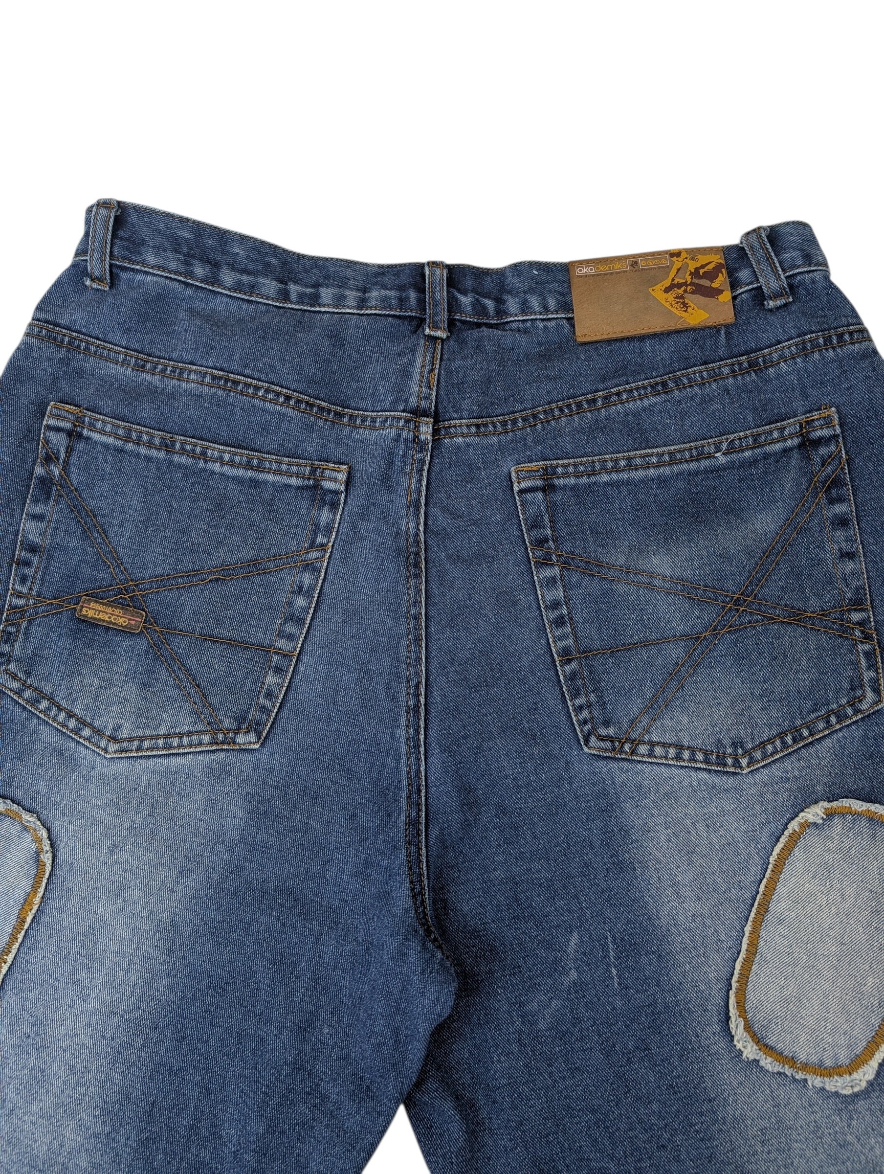 Akademiks y2k vintage baggy skater spodnie jeansy jeansowe patchwork