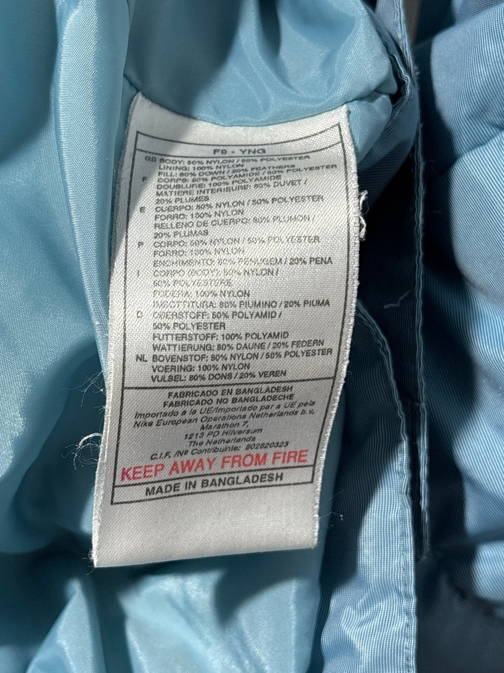90s NIKE puffer jacket kurtka puchowa baby blue