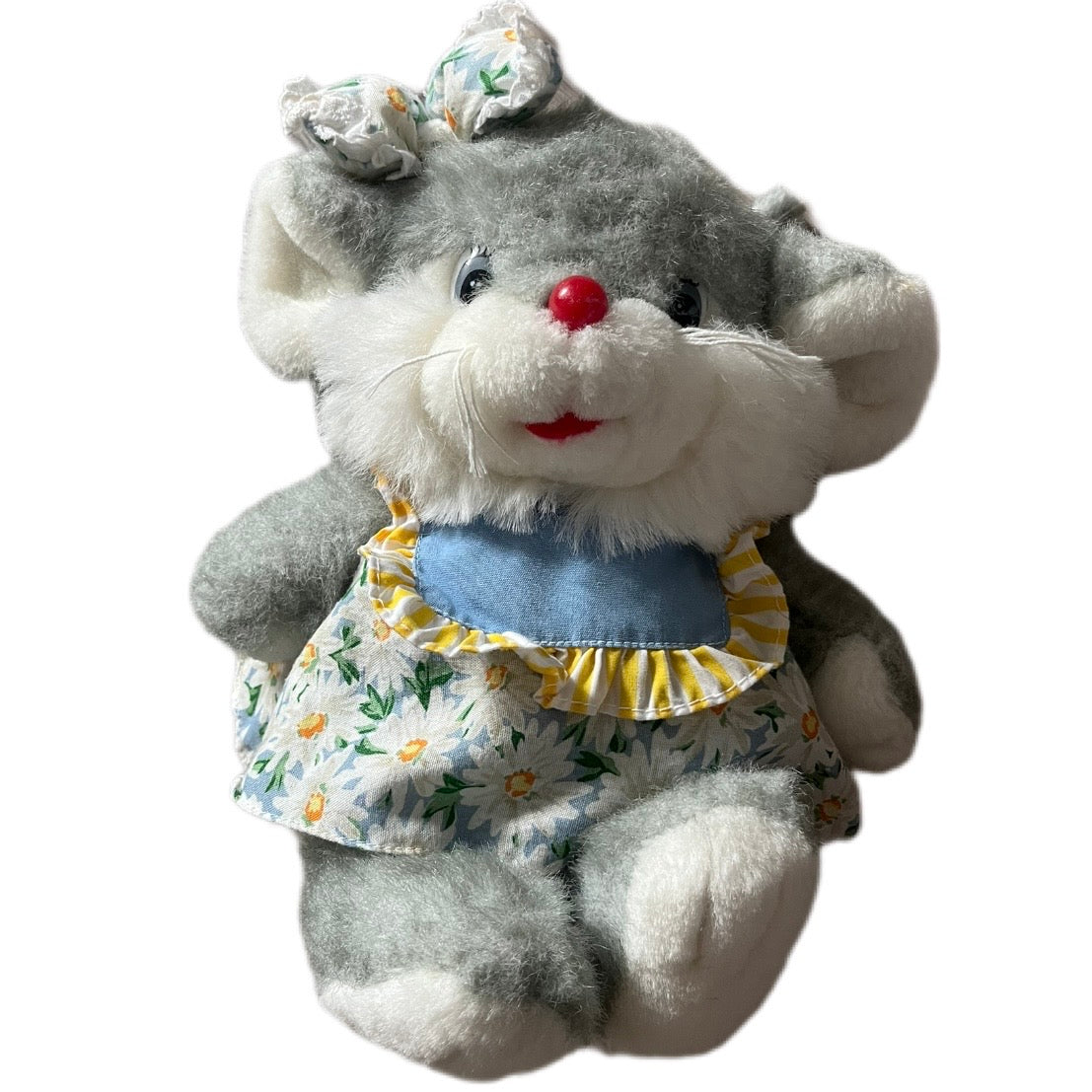 RARE Vintage Commonwealth Lil Tweaks Mouse Plush 1992 Baby Blue Flower Dress Pluszowa maskotka mysz w kwiecistej sukience