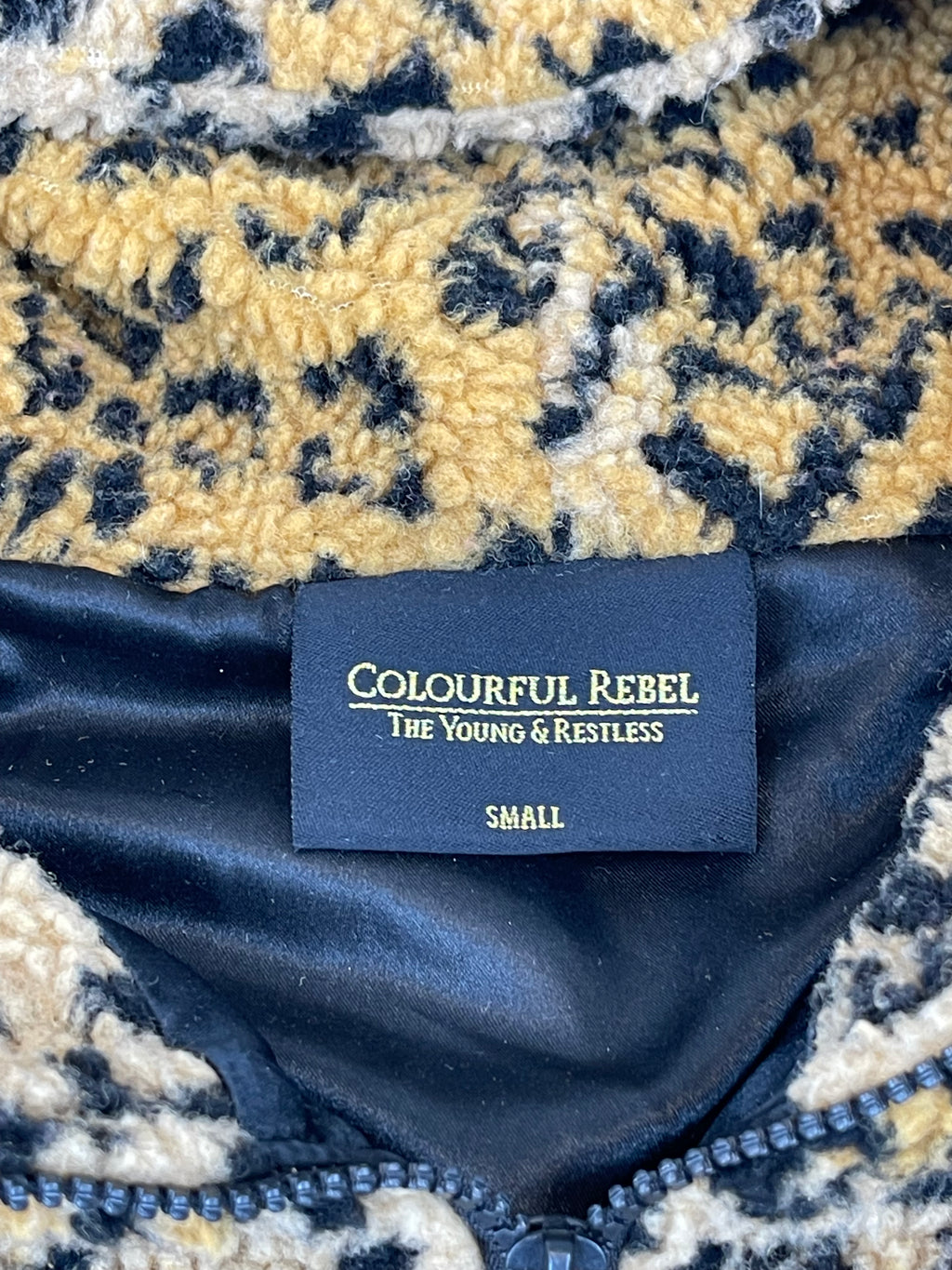 Bluza z kapturem Polar w panterkę boxy oversized 1/4 zip Sherpa