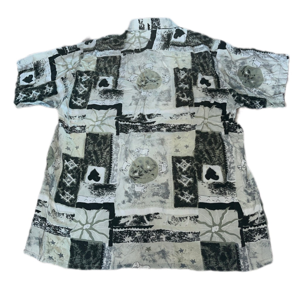 Hippie Short Sleeve Hawaiian Shirt Vintage 1990s hawajska koszula z krótkim rękawem viscoze 100% wiskoza