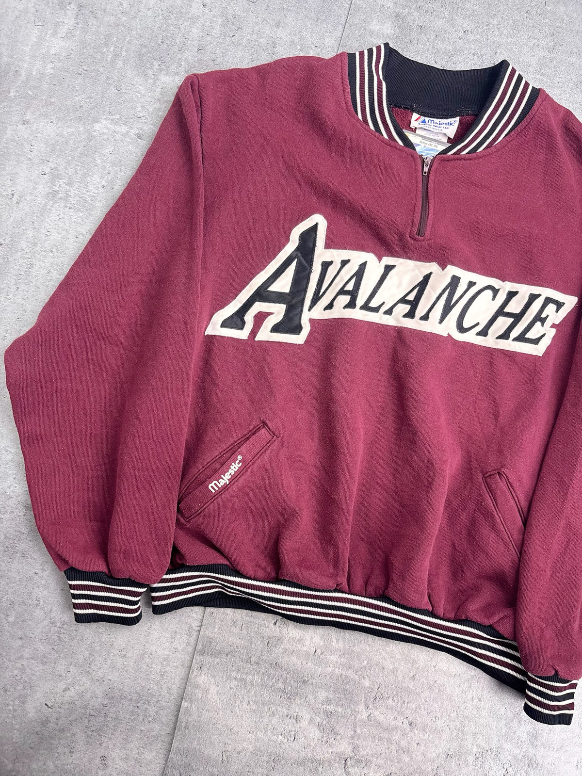 Rare 90s Made in USA Colorado Avalanche NHL Hockey 1/4 Zip Up Sweatshirt