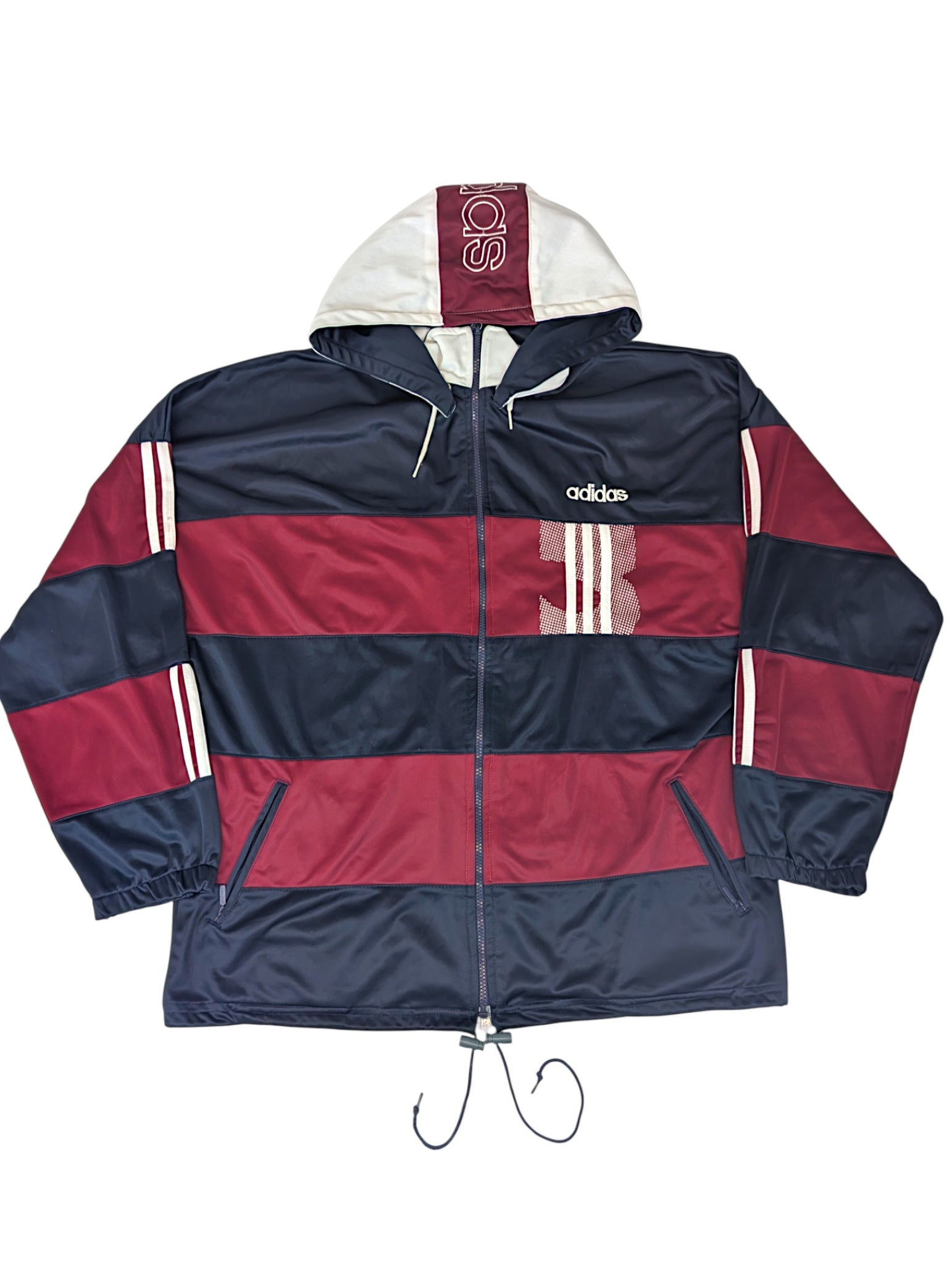 Adidas 90s vintage bluza z kapturem w paski retro oldschool 2000s oversize 2XL