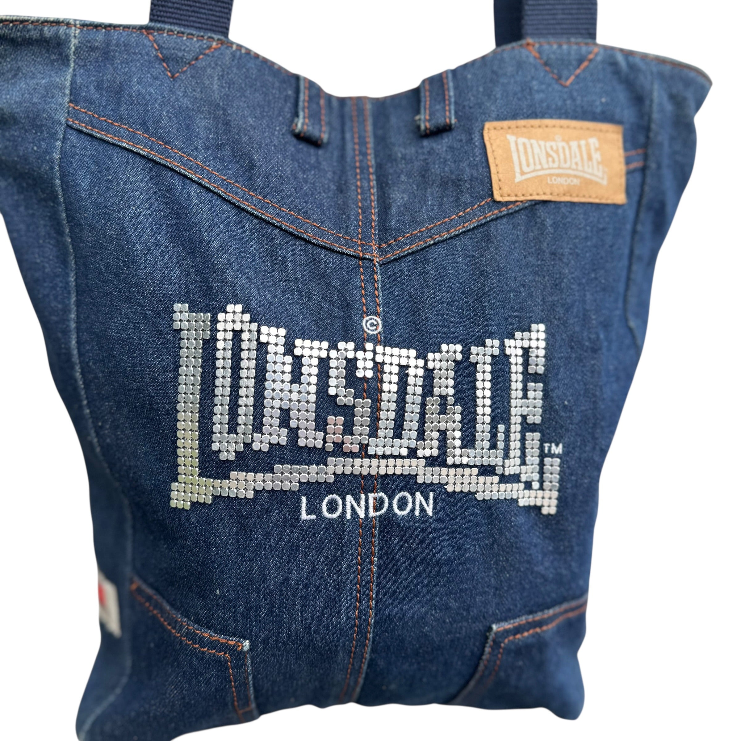 Lonsdale vintage torba jeansowa torebka y2k błyszcząca retro bling Britney Spears