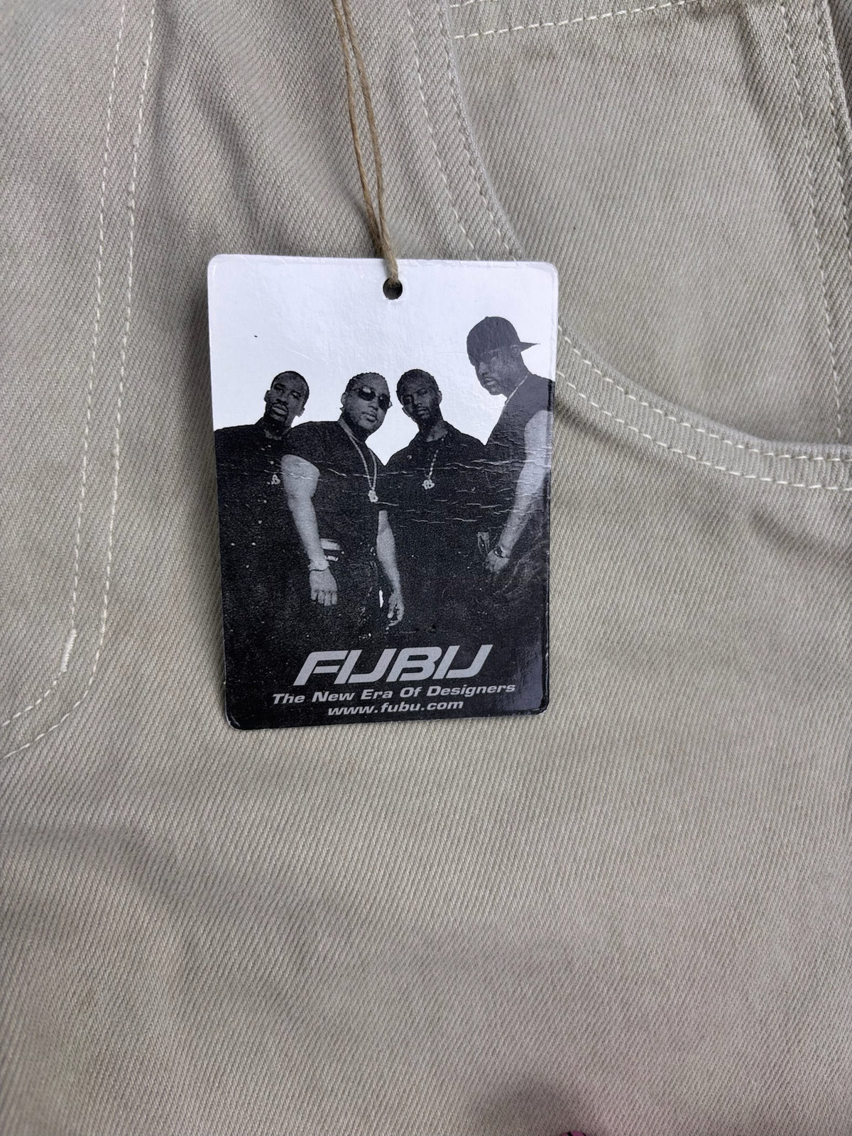 FUBU Y2K Carpenter Pants Jeans Beige Baggy Spodnie Skater 00s Workwear