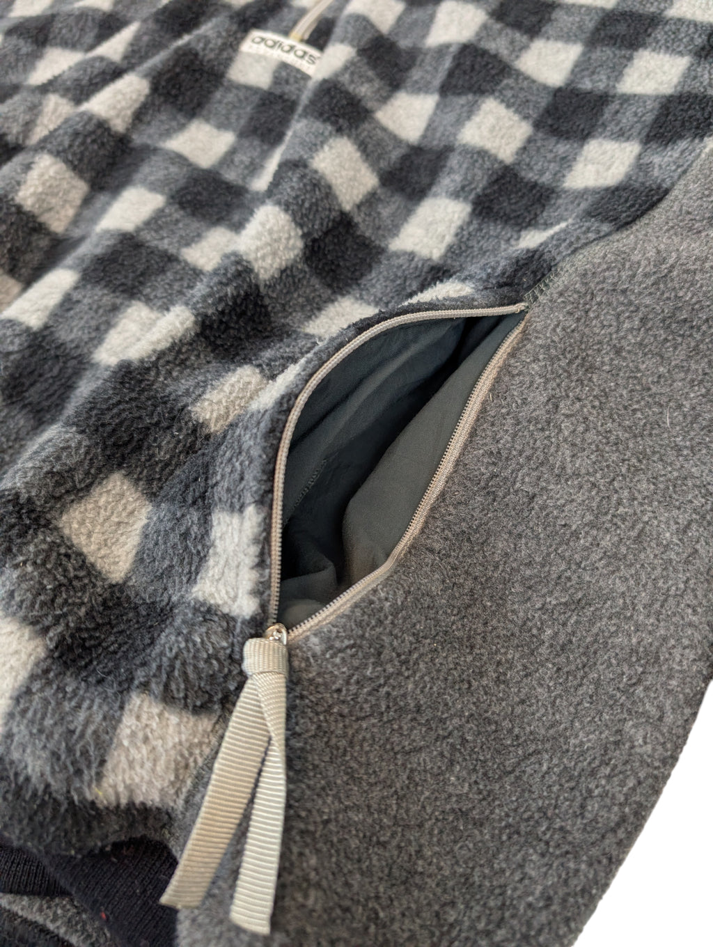 Crazy Adidas Adventure Quarter Zip Polartrec Fleece Vintage bluza w kratkę 90s Polar