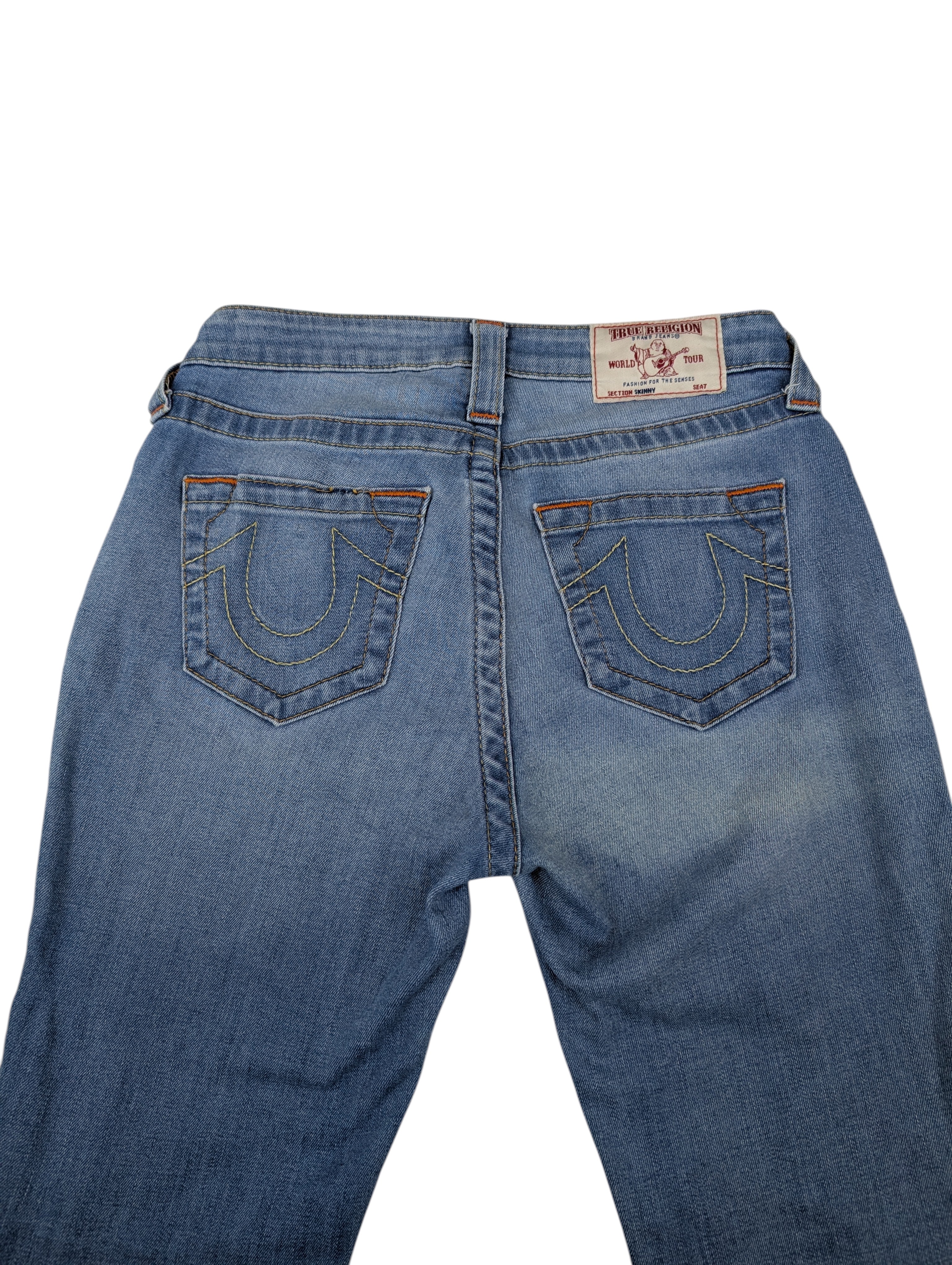 True religion błękitne skinny rurki spodnie jeansowe jeansy