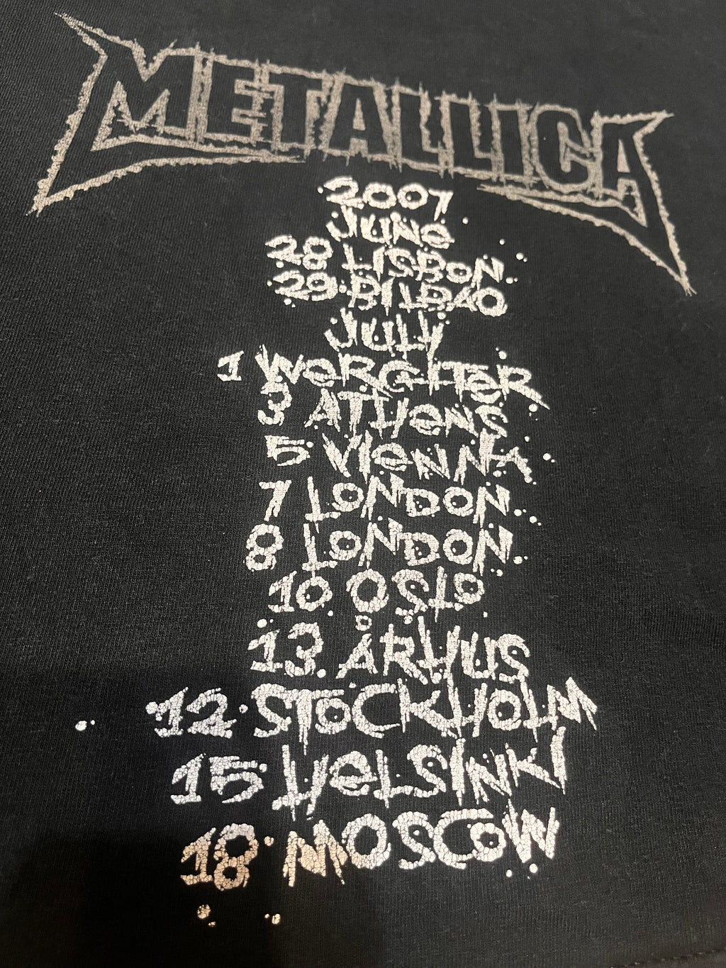 T-shirt z trasy koncertowej Metallica 2007 Gildan Sick of the studio band merch tee